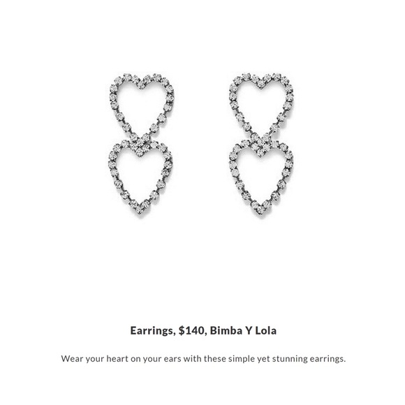 BimbaYLola Sliver Crystal Cup Chain Heart Earring - Picture 2 of 8